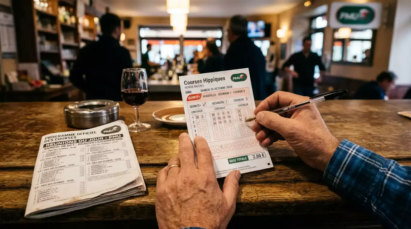 Ticket de pari hippique avec les différents types de mises